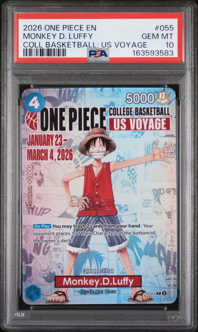 2026 ONE PIECE COLLEGE BASKETBALL: US VOYAGE PROMOS #055 MONKEY D. LUFFY PSA 10