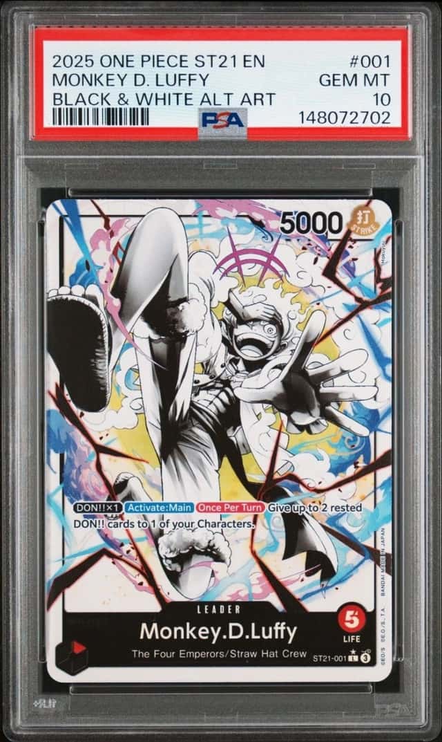 One Piece Monkey D Luffy Black & White Alternate Art ST21-001 PSA 10 Gem Mint