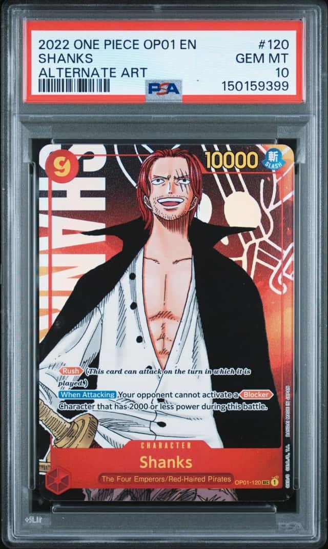 2022 ONE PIECE OP01-ROMANCE DAWN ALTERNATE ART #120 SHANKS PSA 10