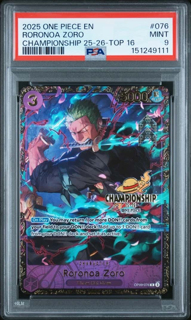 2025 ONE PIECE PROMOS CHAMPIONSHIP 25-26-TOP 16 #076 RORONOA ZORO PSA 9