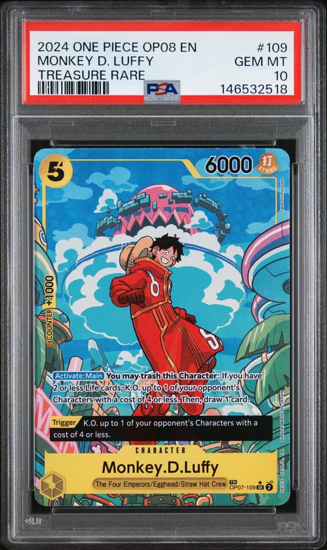  ONE PIECE MONKEY D. LUFFY 2024 OP08-TWO LEGENDS #109 TREASURE RARE PSA 10