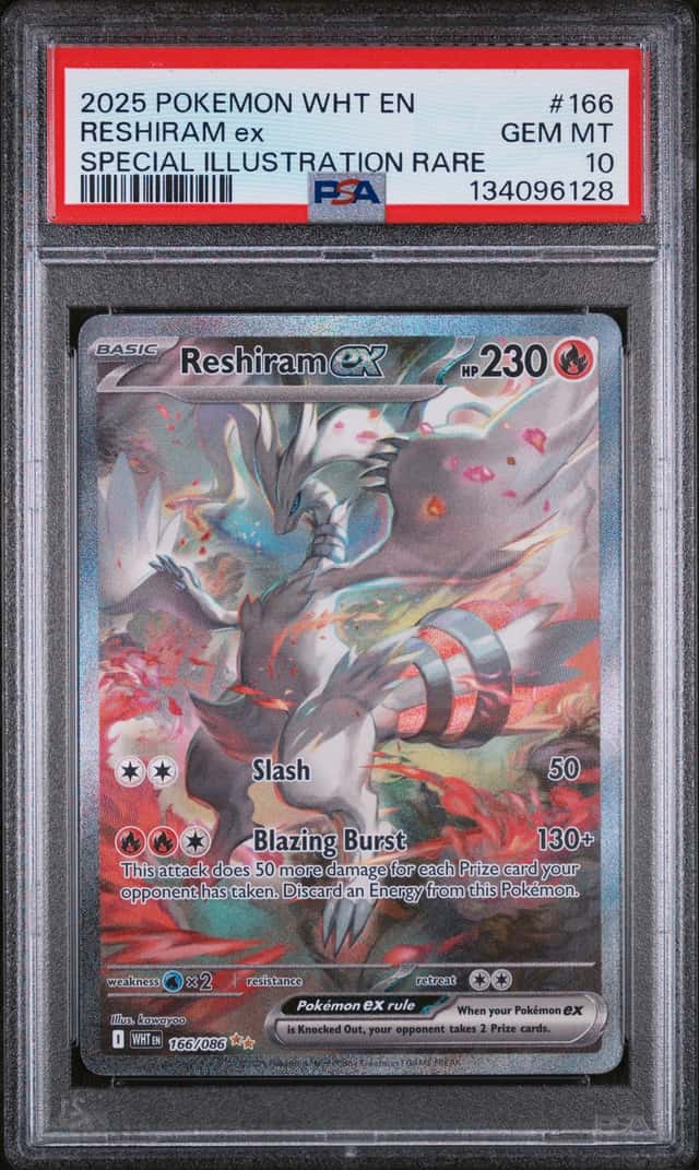 2025 Pokemon WHT EN #166 Reshiram ex Special Illustration Rare PSA 10 GEM Cased