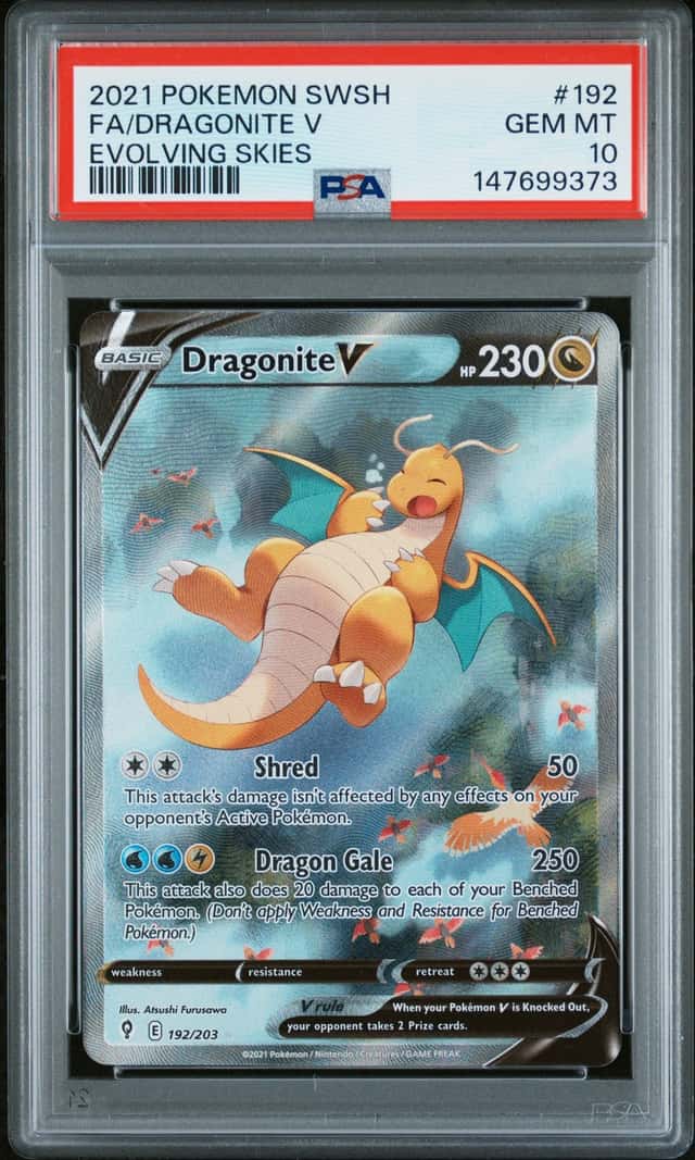Pokémon Dragonite V Alt Art Evolving Skies #192 PSA 10 English