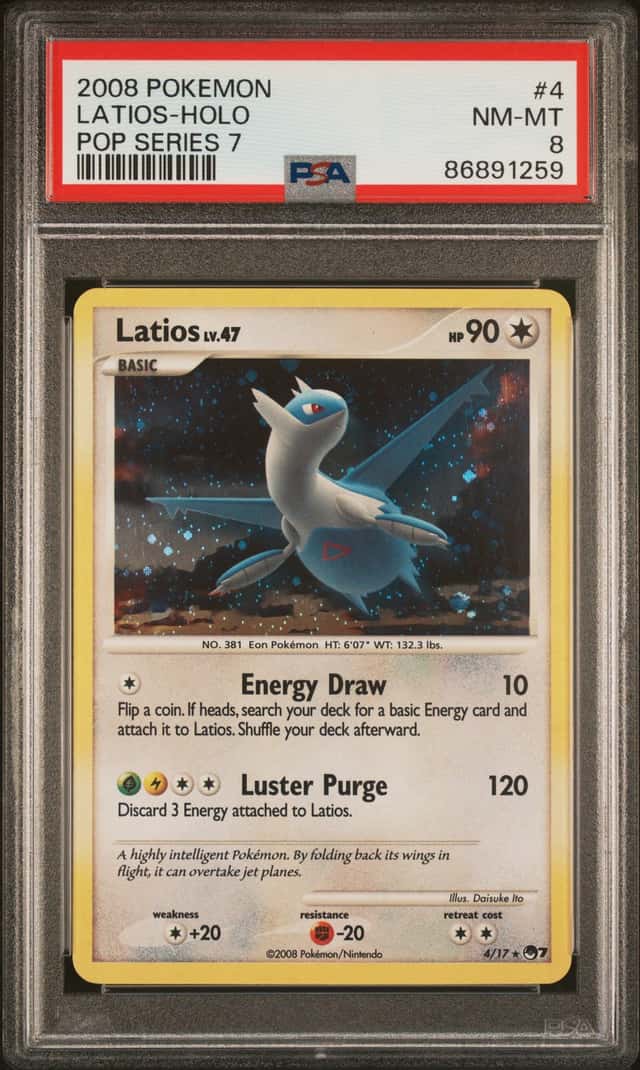 Pokemon LATIOS Holo #4 Pop Series 7 2008 - PSA 8 (22 Higher No 10s) LOW POP