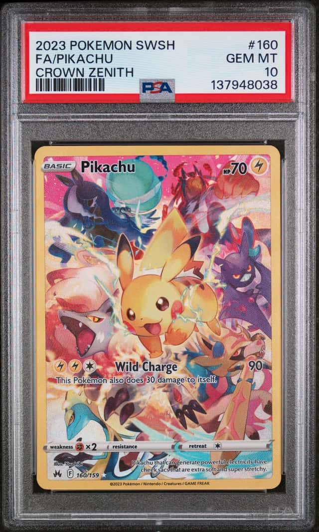 Pokemon 2023 Pikachu 160/159 Full Art Secret Rare Crown Zenith GEM MINT PSA 10