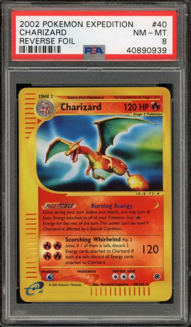 Pokemon Charizard Reverse Holo Expedition 40/165 PSA 8