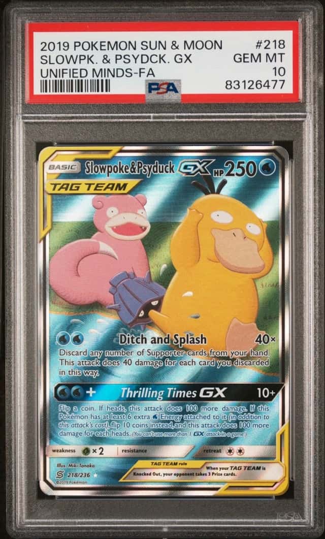 Pokemon Slowpoke & Psyduck Gx Unified Minds Full Art 218/236 PSA 10 Gem Mint