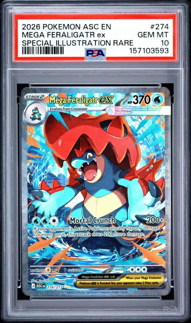 Pokemon Mega Feraligatr ex Ascended Heroes 274 Special Illustration Rare PSA 10