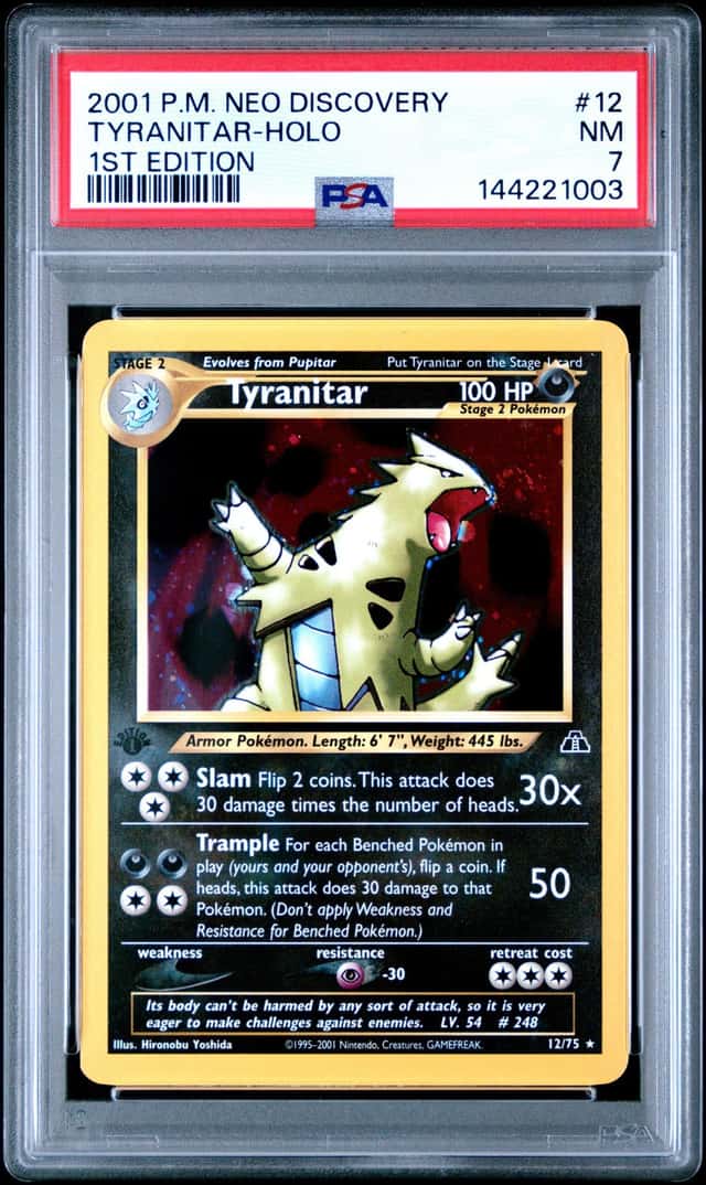 Pokemon Cards: Neo Discovery 1st Edition Rare Holo: Tyranitar 12/75 PSA 7