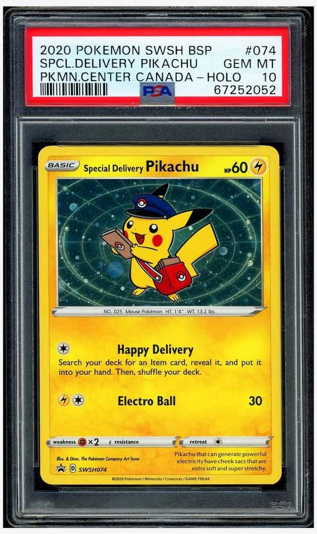 Pokemon PSA 10 Special Delivery Pikachu Holo Promo 2020 SWSH074 PC Canada ENG