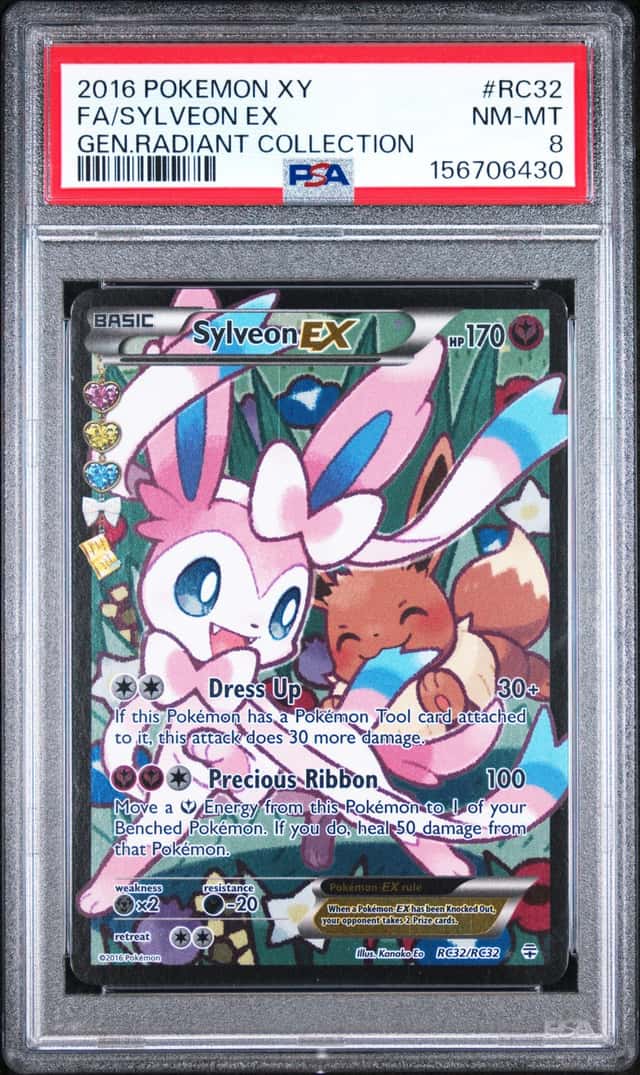 2016 POKEMON XY GENERATIONS RADIANT COLLECTION #RC32 FULL ART/SYLVEON EX PSA 8