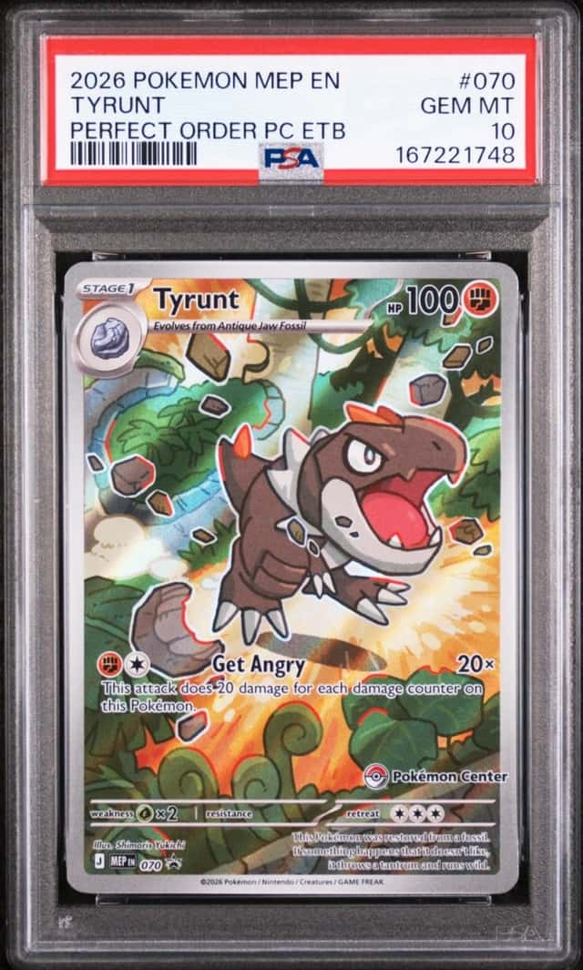 2026 POKEMON PERFECT ORDER POKEMON CENTER ETB PROMO #070 TYRUNT PSA 10