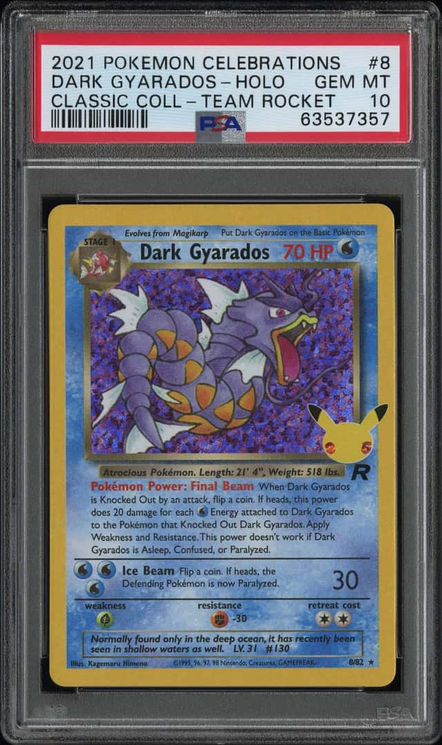 2021 POKEMON DARK GYARADOS-HOLO CLASSIC COLL-TR CELEBRATIONS #8 PSA 10 *crack*