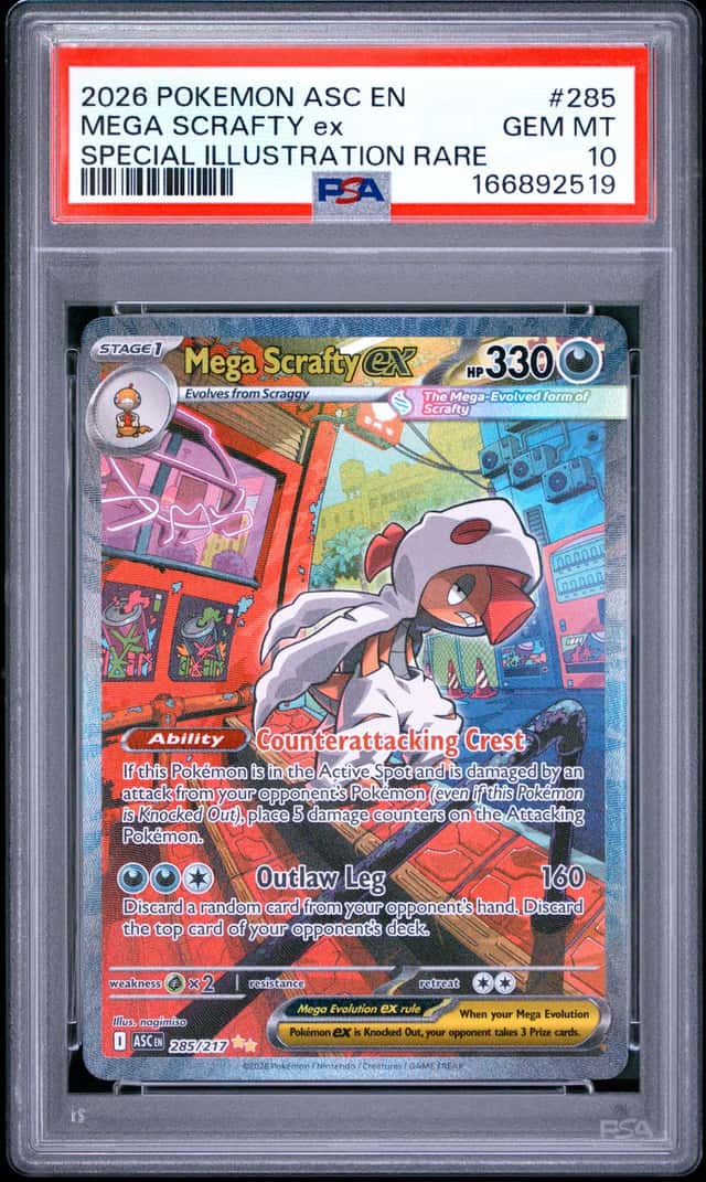 2026 POKEMON ASCENDED HEROES SPECIAL ILLUSTRATION RARE MEGA SCRAFTY EX PSA 10