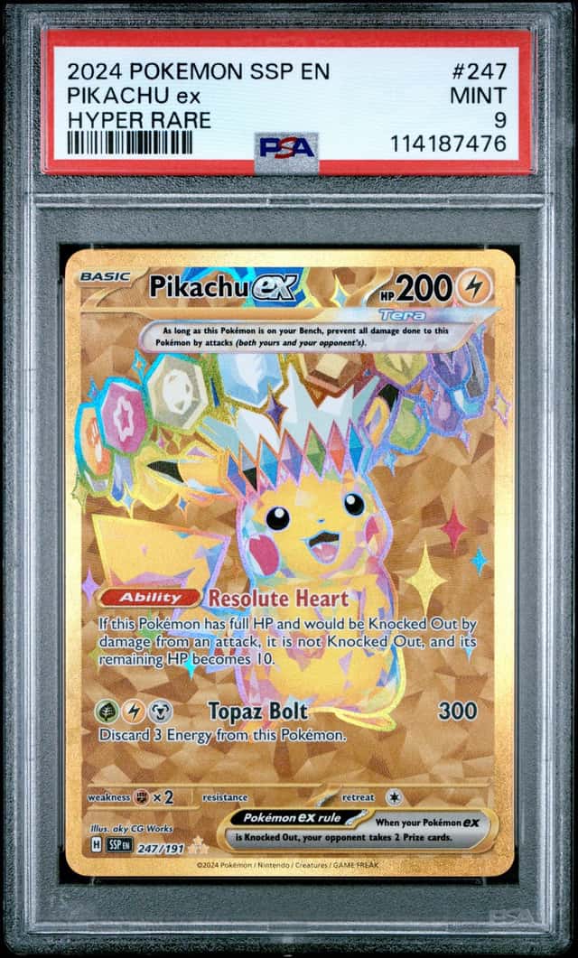 2024 Pokemon Surging Sparks Pikachu Ex #247/191 PSA 9