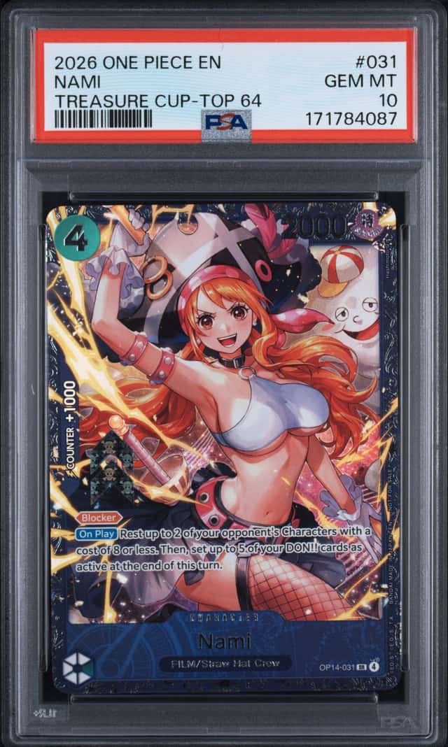 2026 One Piece En Treasure Cup Top 64 #031 Nami PSA 10 GEM MINT