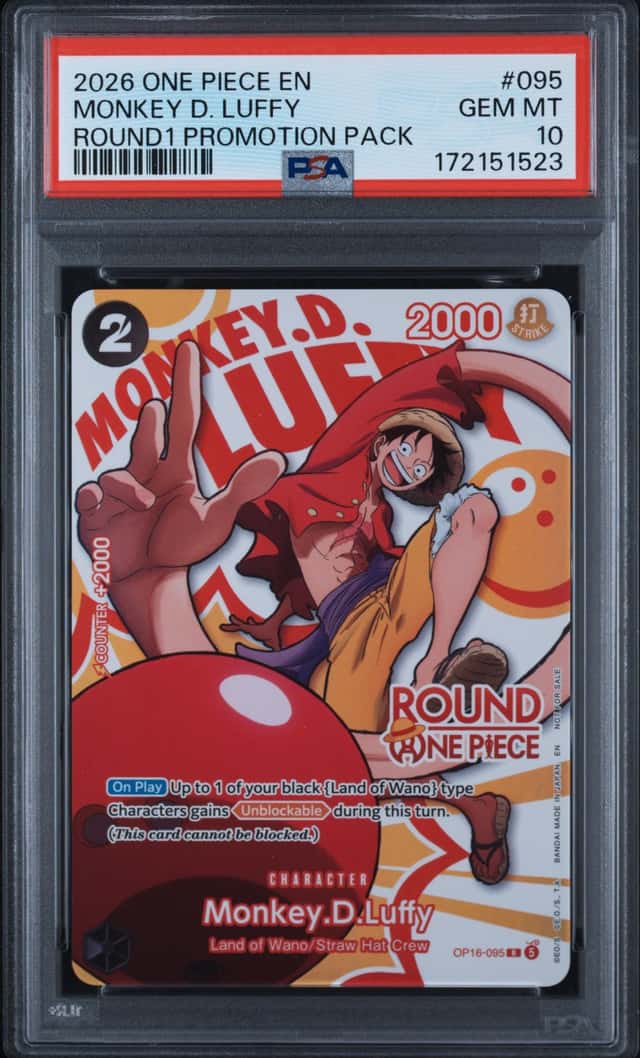 2026 ONE PIECE ROUND1 PROMOTION PACK #095 MONKEY D. LUFFY PSA 10