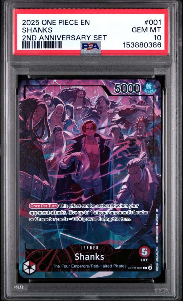2025 ONE PIECE ENGLISH VERSION 2ND ANNIVERSARY SET #001 SHANKS PSA 10