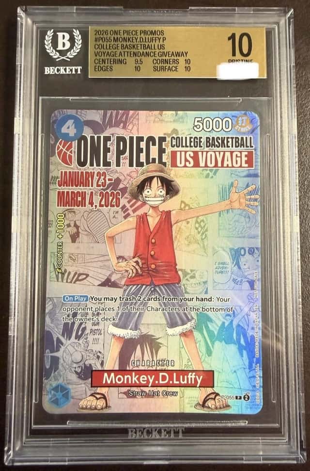 One Piece Monkey D. Luffy College Basketball Us Voyage Promo P-055 BGS 10