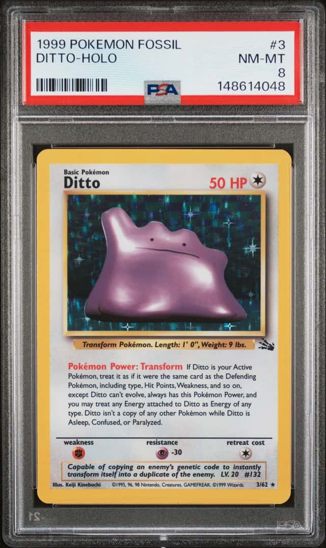 1999 Pokemon Fossil Holo Ditto #3 PSA 8 NM-MT