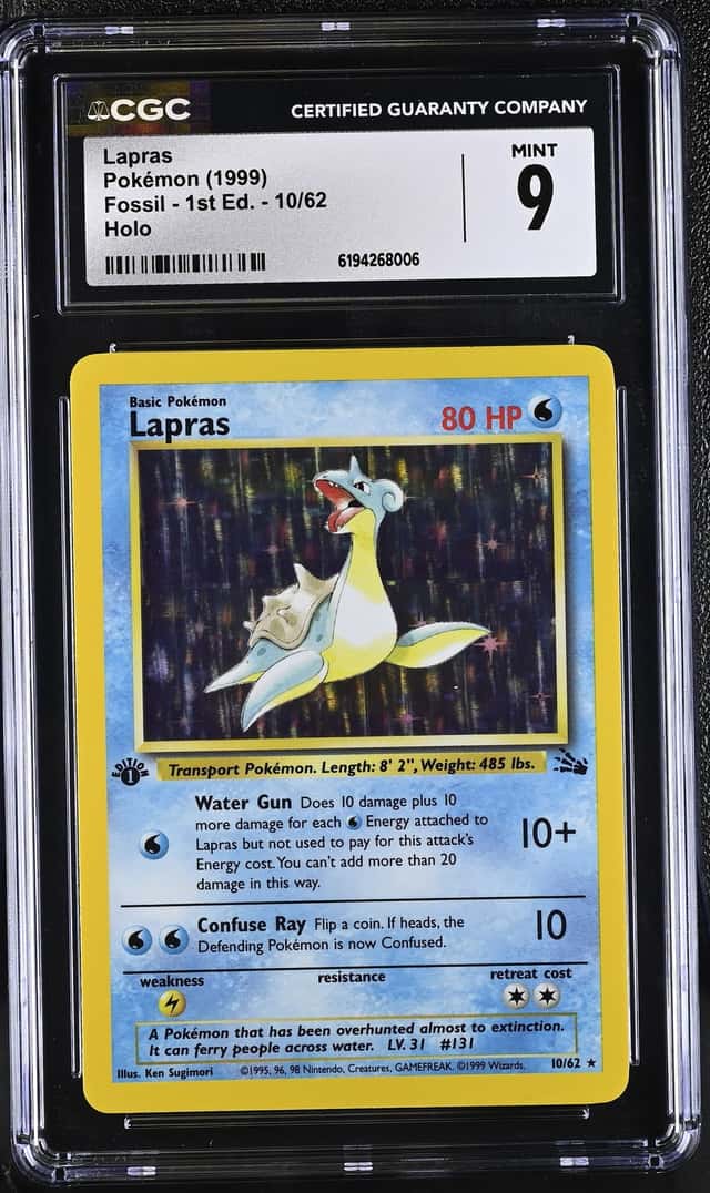 1999 Pokemon Fossil 1st Edition Holo Lapras #10 CGC 9 MINT