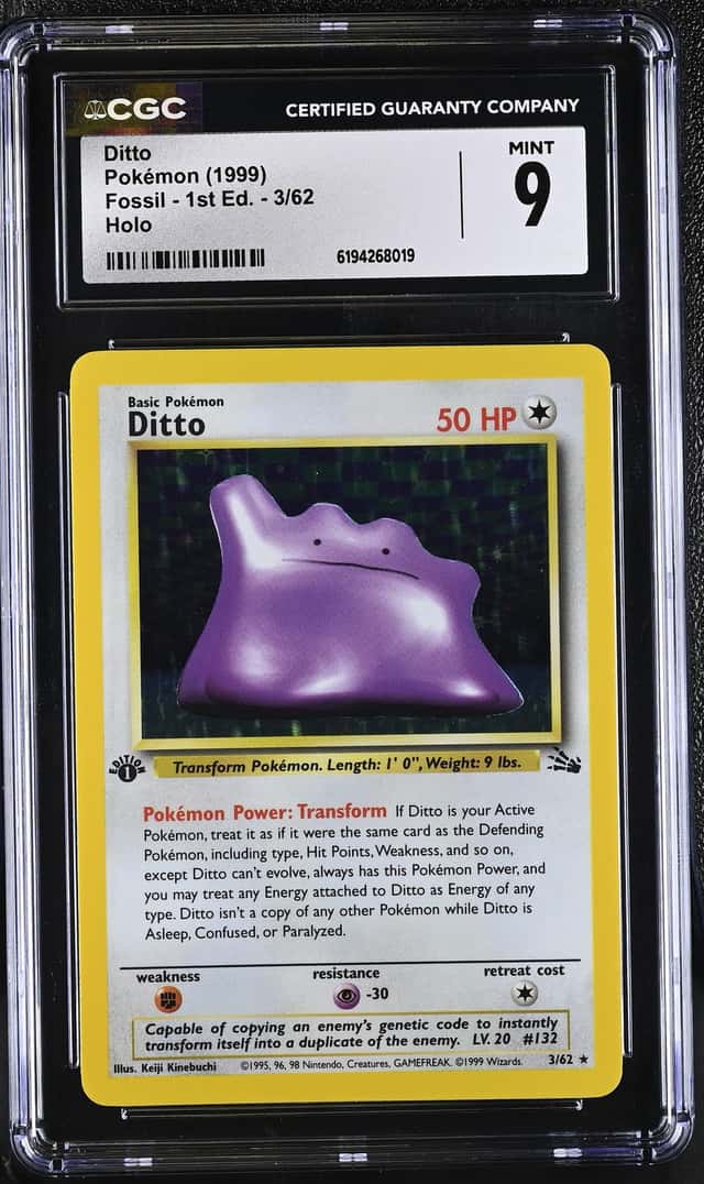 1999 Pokemon Fossil 1st Edition Holo Ditto #3 CGC 9 MINT