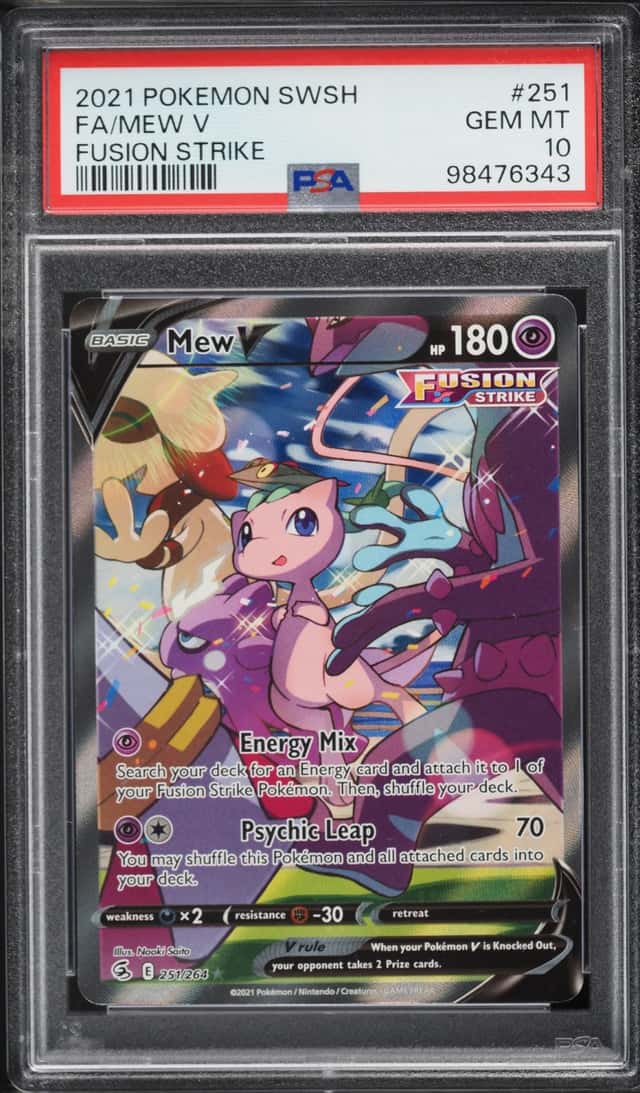 2021 Pokemon Sword & Shield Fusion Strike Full Art Mew V #251 PSA 10 GEM MINT