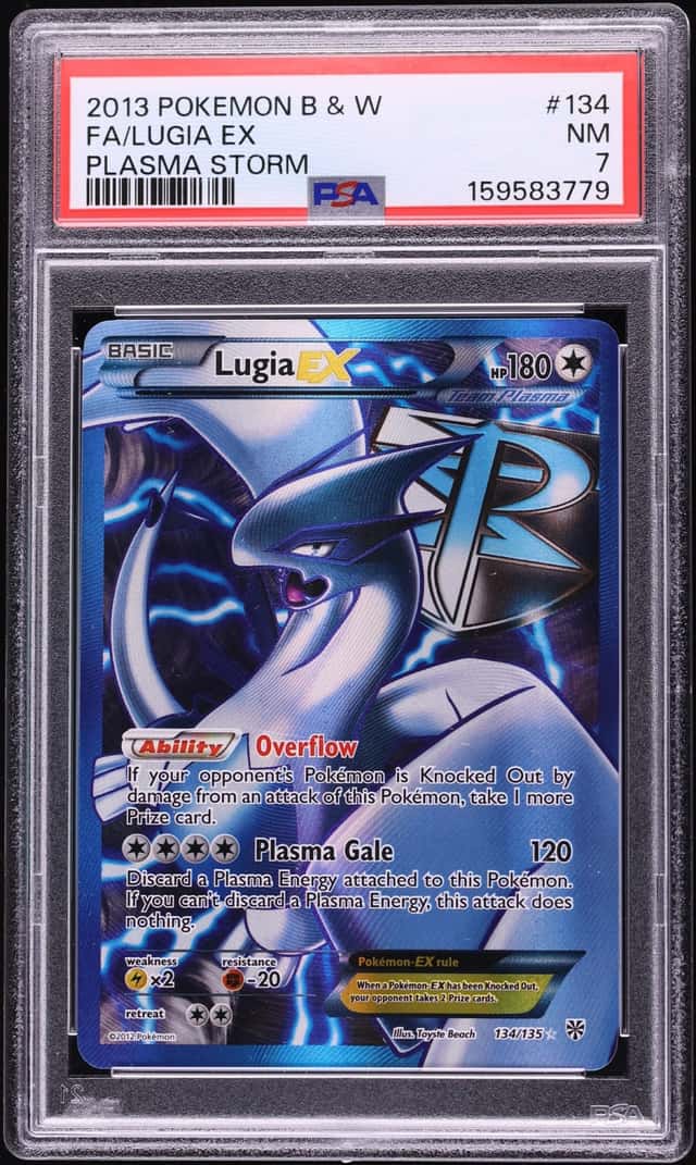 2012 Pokemon Black & White Plasma Storm Full Art Lugia EX #134 PSA 7 NRMT