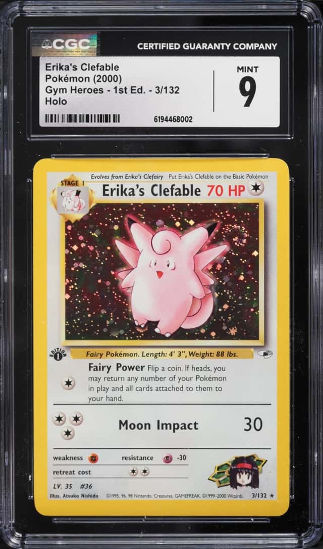 2000 Pokemon Gym Heroes 1st Edition Holo Erika's Clefable #3 CGC 9 MINT