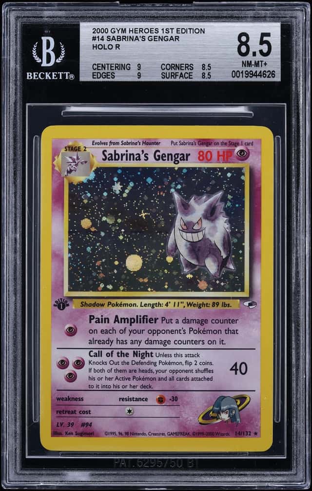 2000 Pokemon Gym Heroes 1st Edition Holo Sabrina's Gengar #14 BGS 8.5 NM-MT+