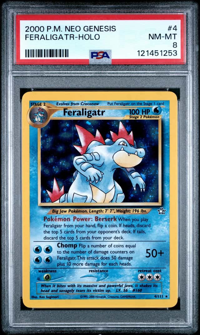 2000 Pokemon Neo Genesis Holo Feraligatr #4 PSA 8 NM-MT