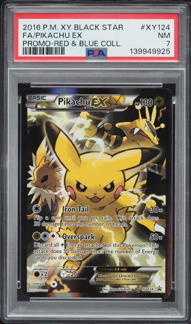 2016 Pokemon XY Promo Red & Blue Collection Full Art Pikachu EX #XY124 PSA 7 NRMT