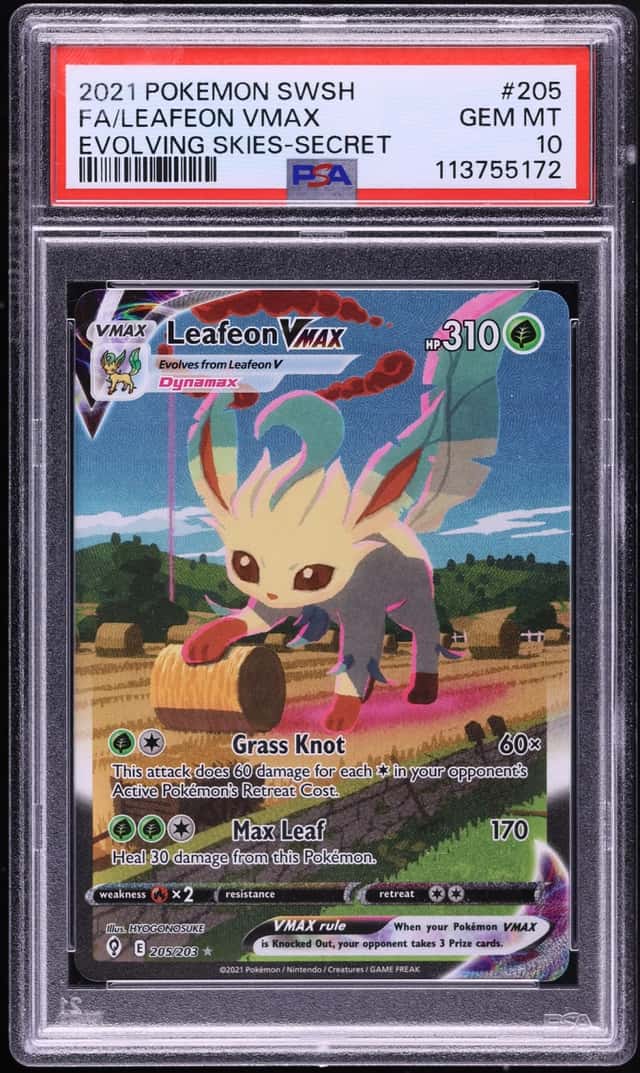 2021 Pokemon Sword & Shield Evolving Skies Alt Art Leafeon VMAX #205 PSA 10 GEM MINT