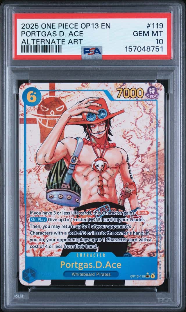 2025 One Piece OP13 EN #119 Portgas D. Ace Alternate Art PSA 10 GEM MINT