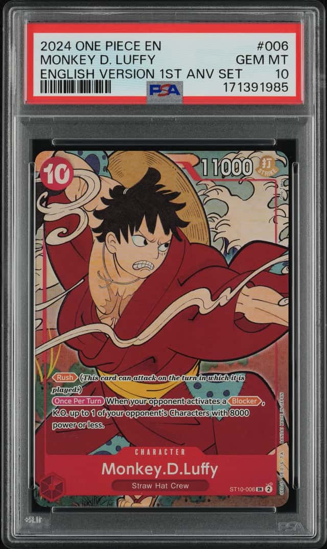 2024 One Piece English Version 1st Anniversary Set #006 Monkey D Luffy PSA 10