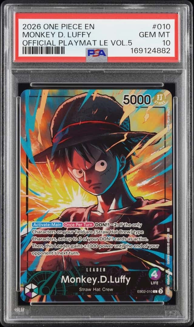 2026 ONE PIECE OFFICIAL PLAYMAT LIMITED EDITION #010 MONKEY D. LUFFY PSA 10