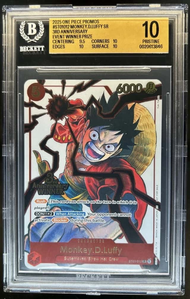 2025 One Piece 3rd Ann Tournament Monkey D. Luffy Promos #ST01-012 BGS 10