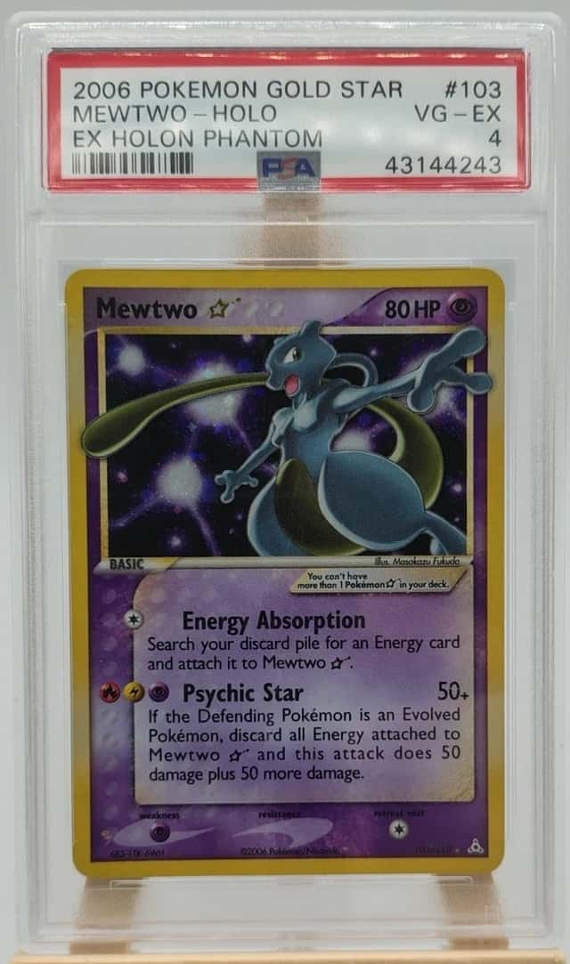 2006 POKEMON EX HOLON PHANTOMS GOLD STAR #103 MEWTWO-HOLO PSA 4