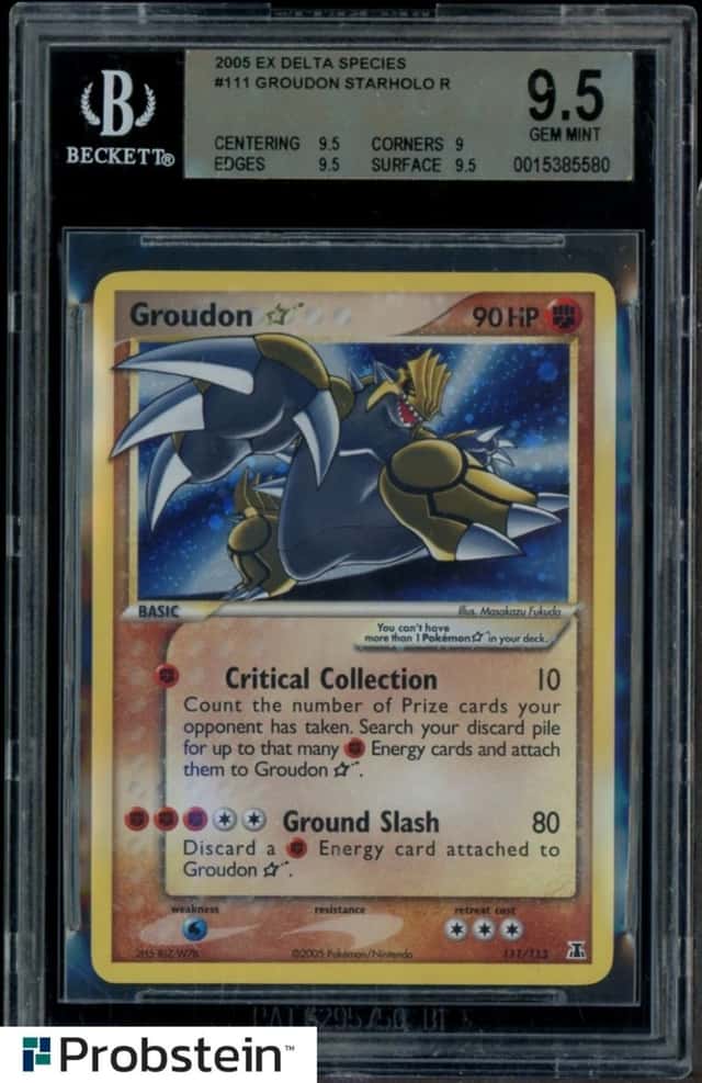 2005 Pokemon Ex Delta Species #111 Groudon Gold Star Holo BGS 9.5 GEM MINT