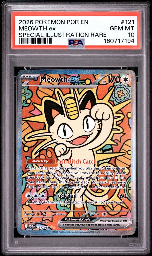 2026 Pokemon POR EN Special Illustration Rare #121 Meowth ex PSA 10 GEM MINT