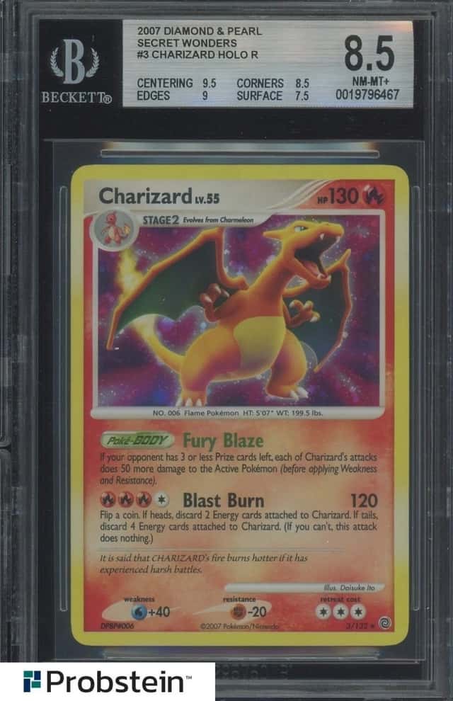 2007 Pokemon Diamond & Pearl Secret Wonders Charizard Holo #3 BGS 8.5