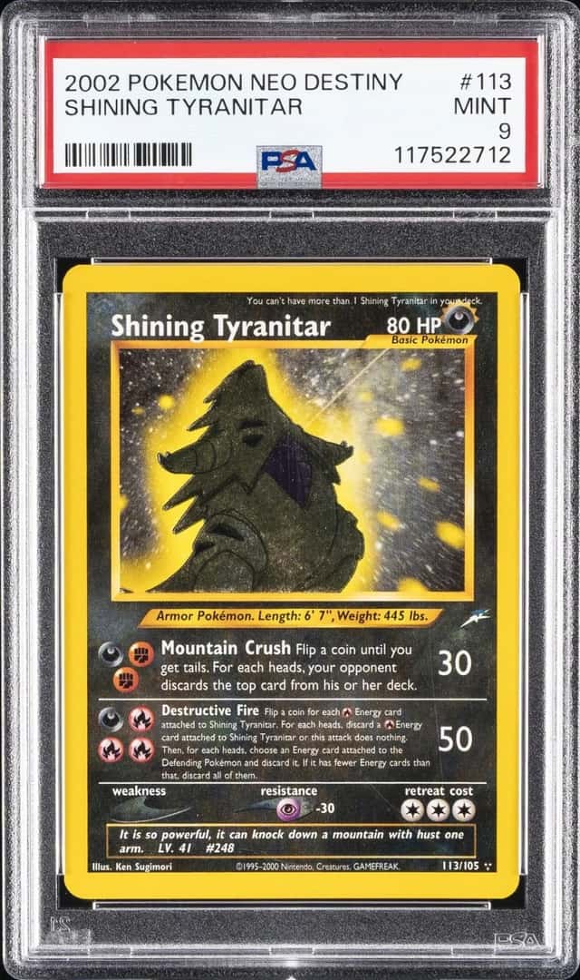 2002 POKEMON NEO DESTINY #113 SHINING TYRANITAR PSA 9