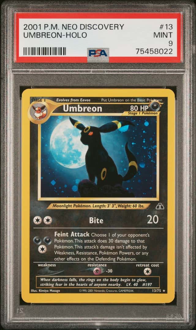 UMBREON 2001 POKEMON NEO DISCOVERY HOLO #13 PSA 9 Q7217-2