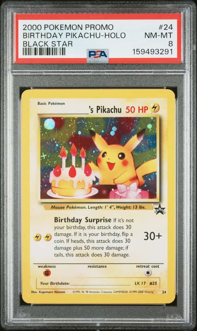 2000 POKEMON PROMO BLACK STAR #24 BIRTHDAY PIKACHU HOLO PSA 8