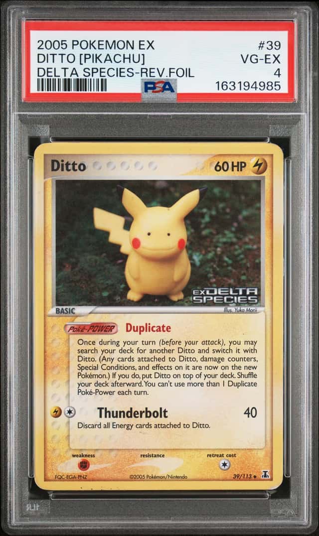 Pokemon 2005 Ditto Pikachu 39/113 Reverse Holo EX Delta Species PSA 4