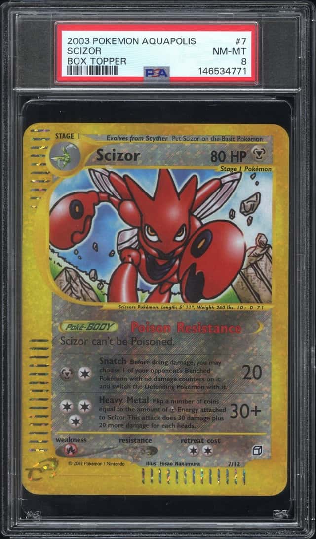PSA 8 Scizor #7 2003 Pokemon Aquapolis Box Topper