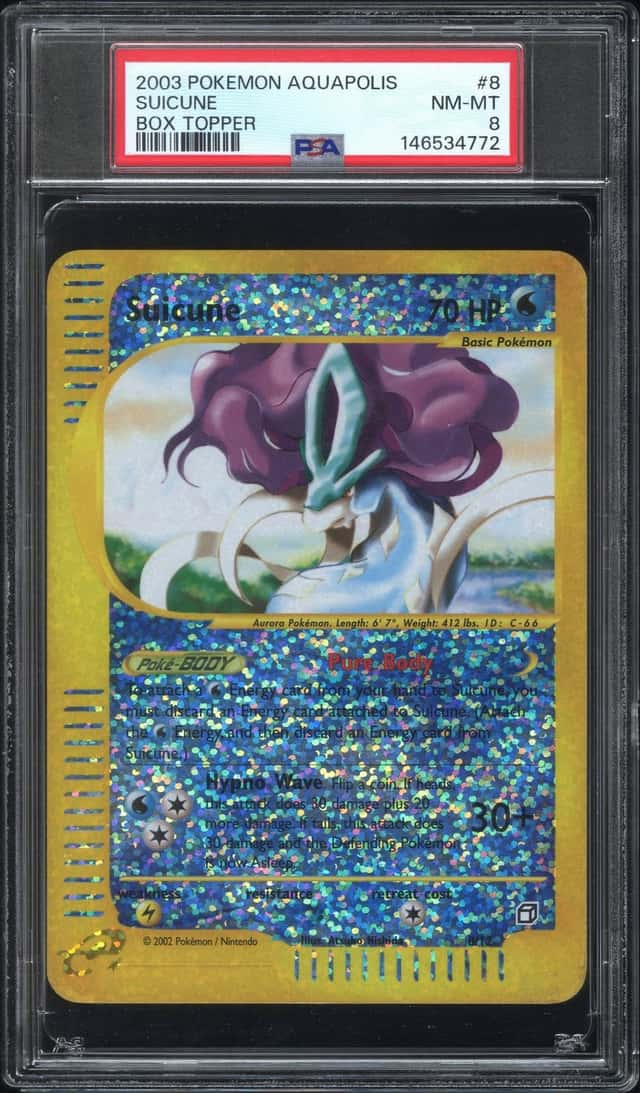 Suicune #8 2003 Pokemon Aquapolis Box Topper PSA 8