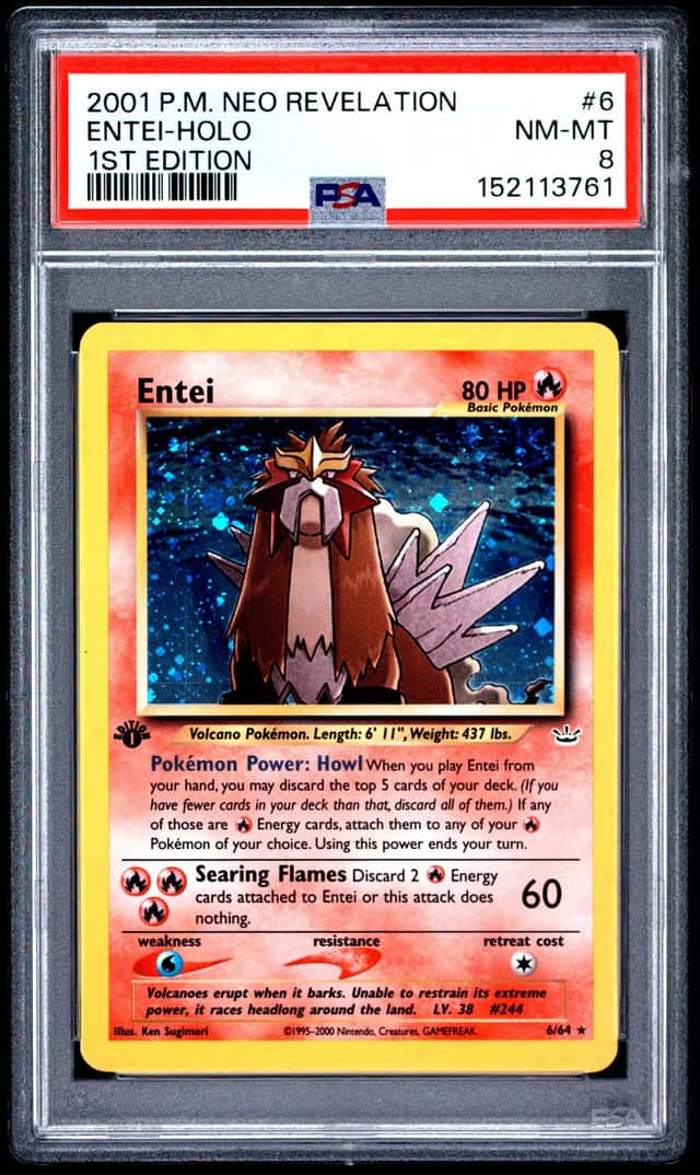 2001 POKEMON NEO REVELATION 1ST EDITION #6 ENTEI-HOLO PSA 8