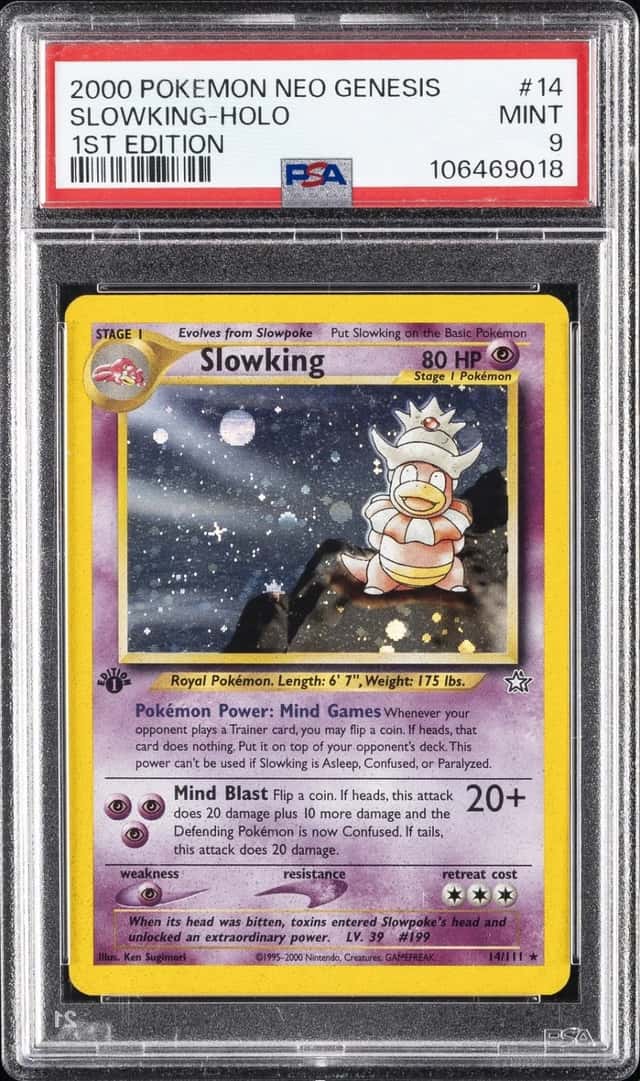2000 POKEMON NEO GENESIS 1ST EDITION #14 SLOWKING-HOLO PSA 9