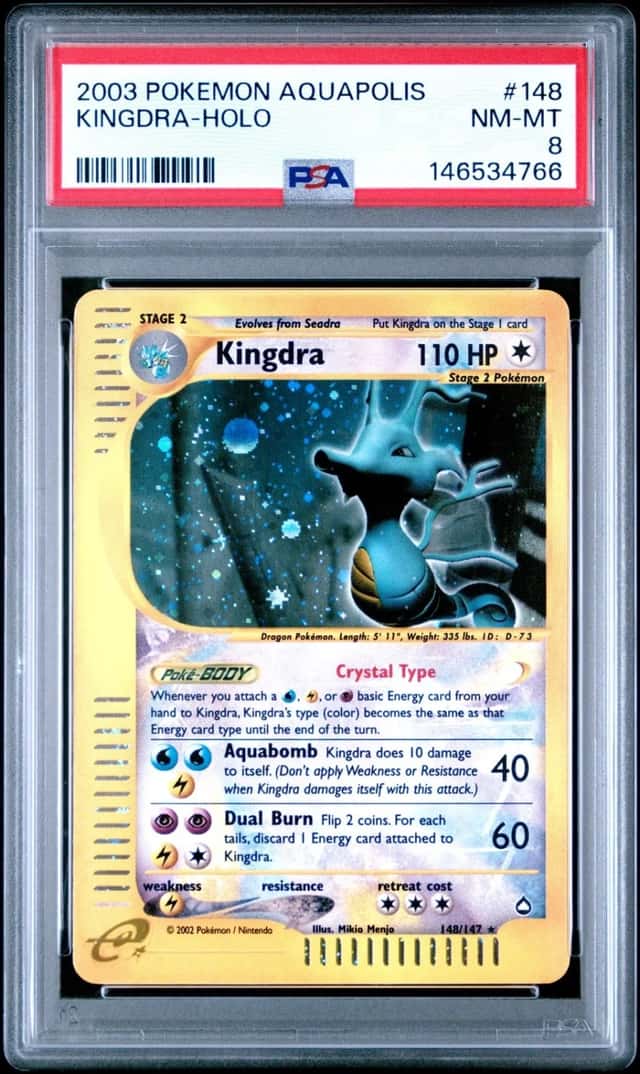 Kingdra #148 Holo Crystal 2003 Pokemon Aquapolis PSA 8